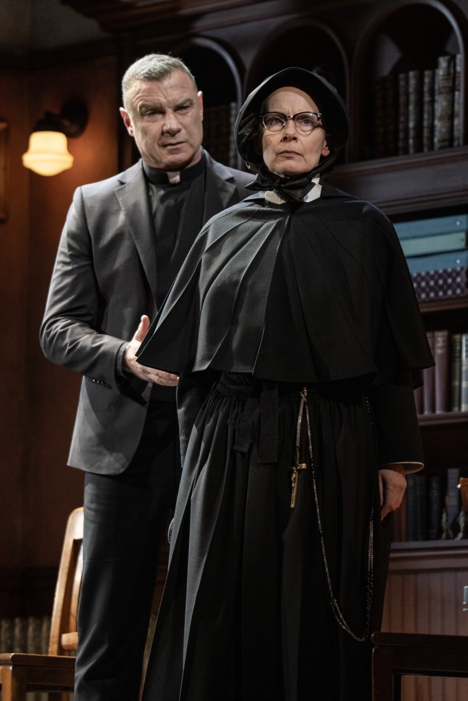L to R): Liev Schreiber (Father Flynn) and Amy Ryan (Sister Aloysius) in 'Doubt: A Parable' by John Patrick Shanley, directed by Scott Ellis (Joan Marcus)